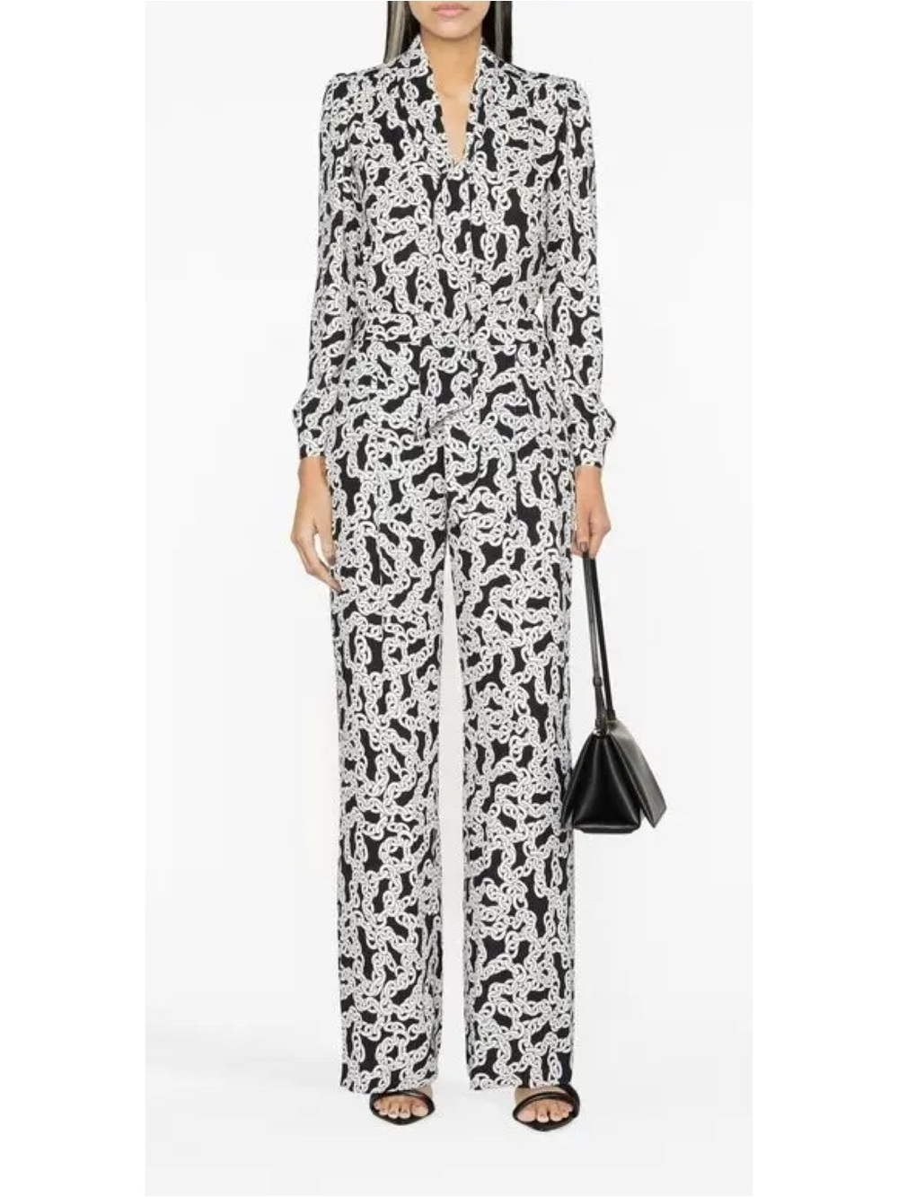 Diane von Furstenberg Michele Silk Jersey Jumpsuit Chain Print Size:8